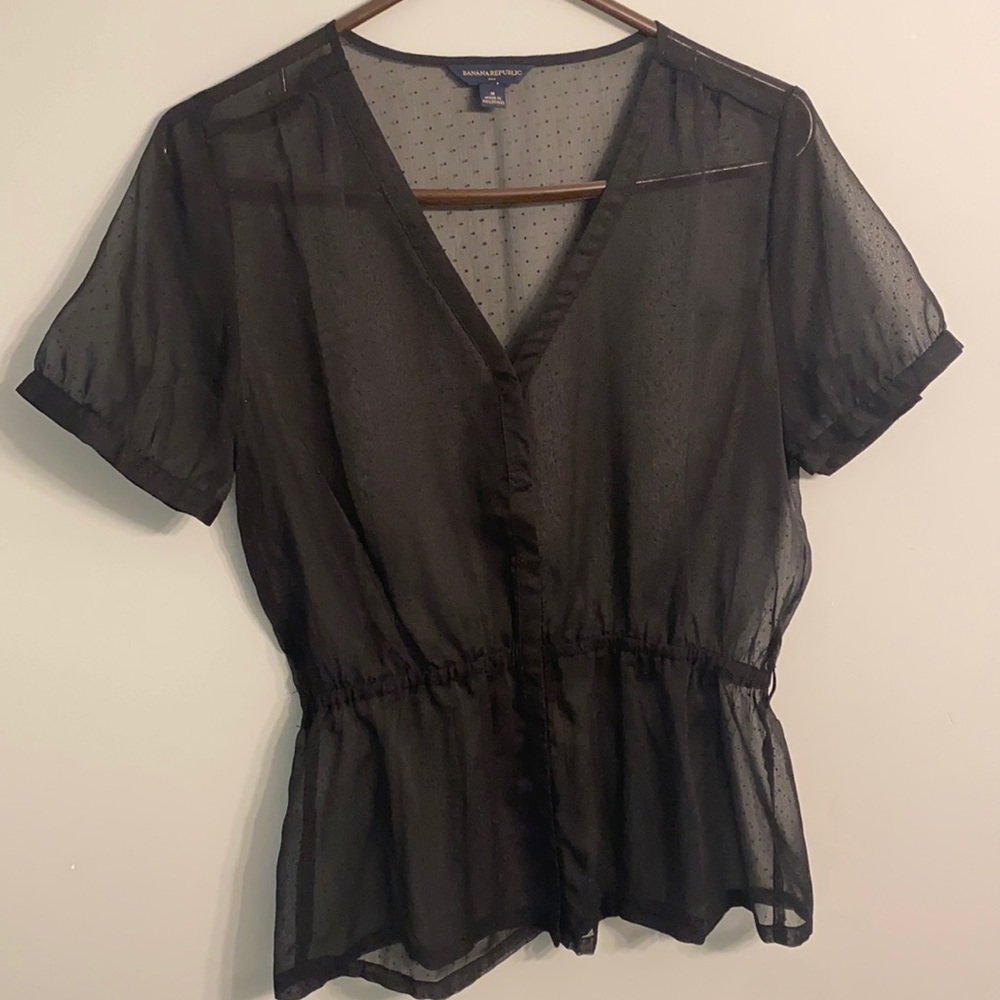 Banana Republic Sheer Polka Dot Blouse Size Medium